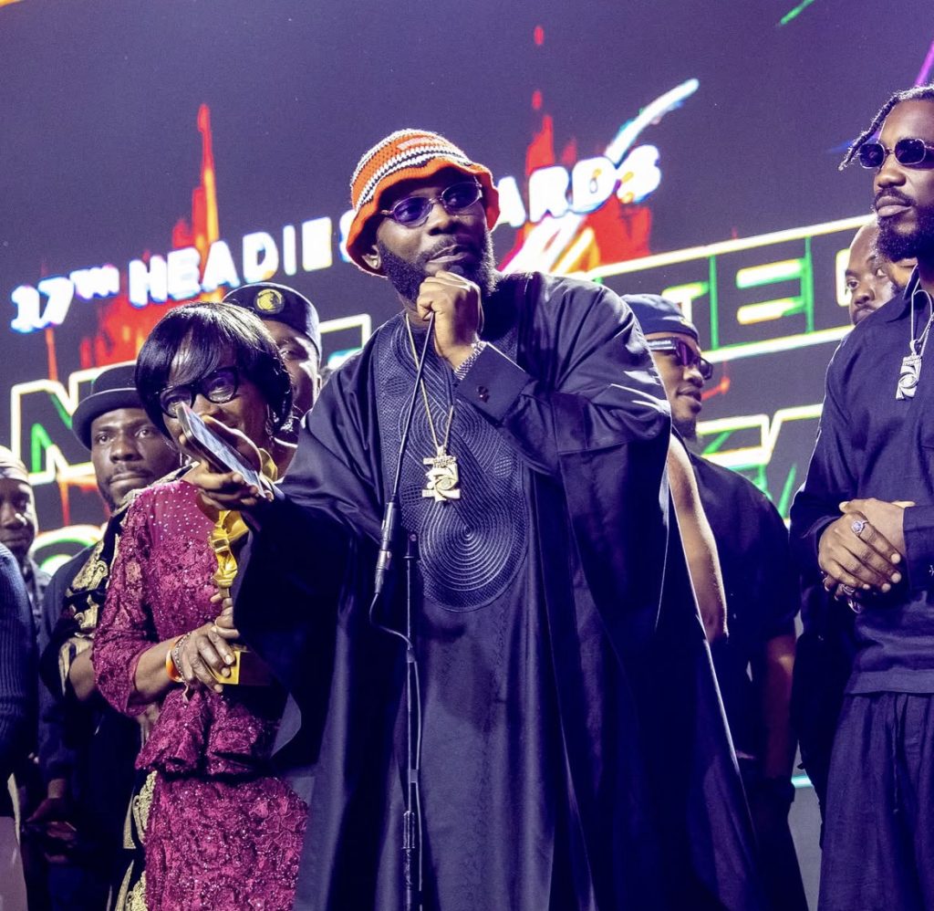 Odumodu Blvck and his entourage receiving the Headies NextRated award at The Headies Awards 2025