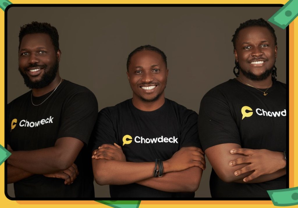 Femi Aluko (CEO) Chowdeck alongside Olumide Ojo (CTO) and Lanre Yusuf (COO)